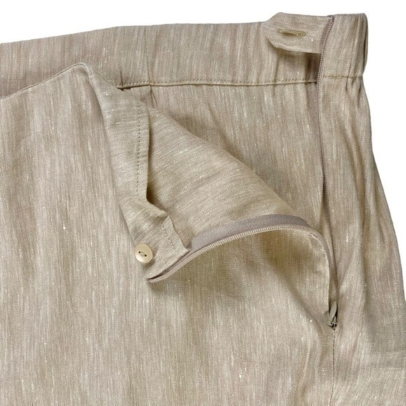 J. Jill Linen Pants Women 4X Tan Stretch Elastic Waistband Cropped Beach Coastal - Picture 4 of 12